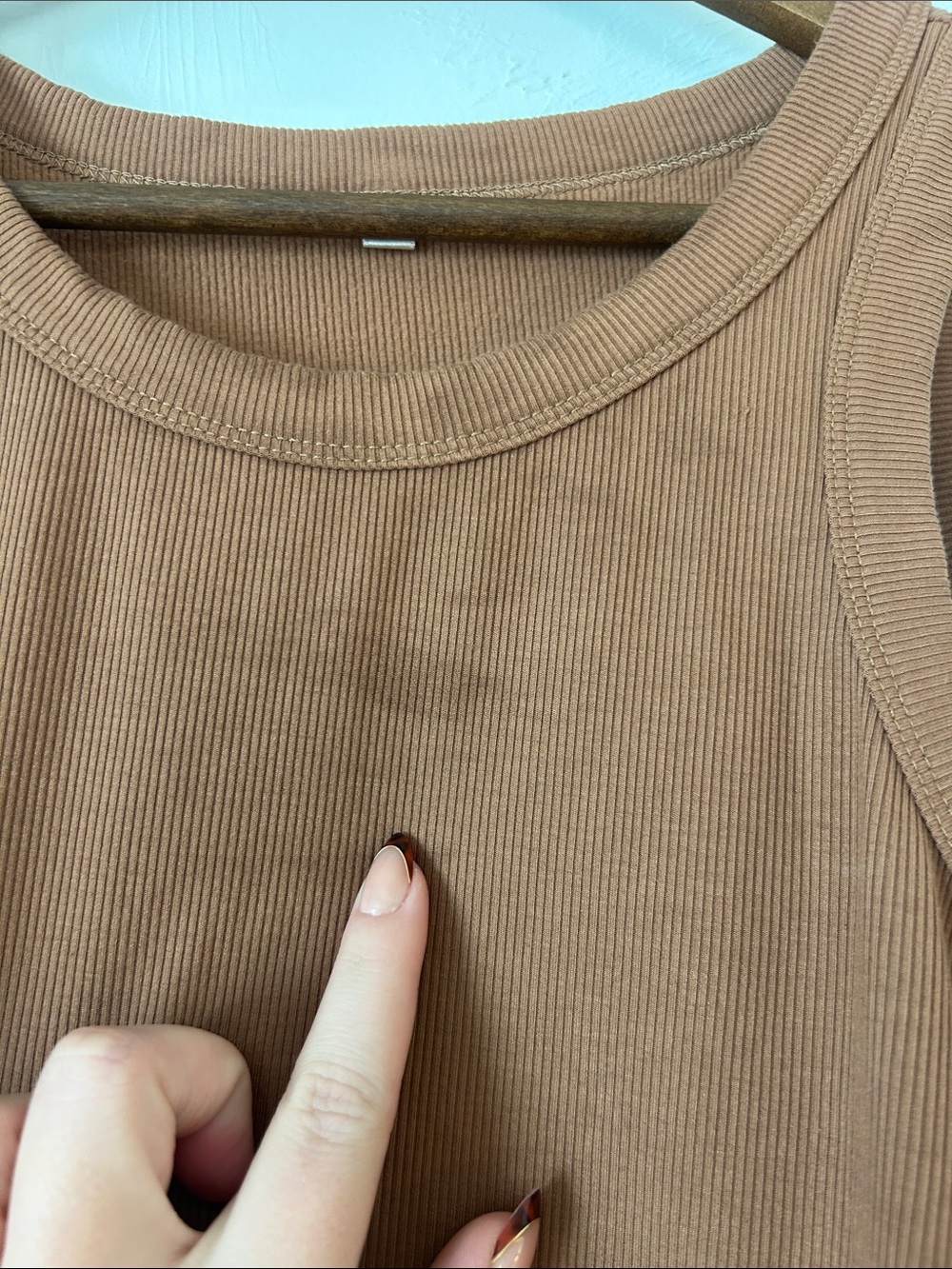 Brown Ribbed Tank Top - Picture 2 of 5